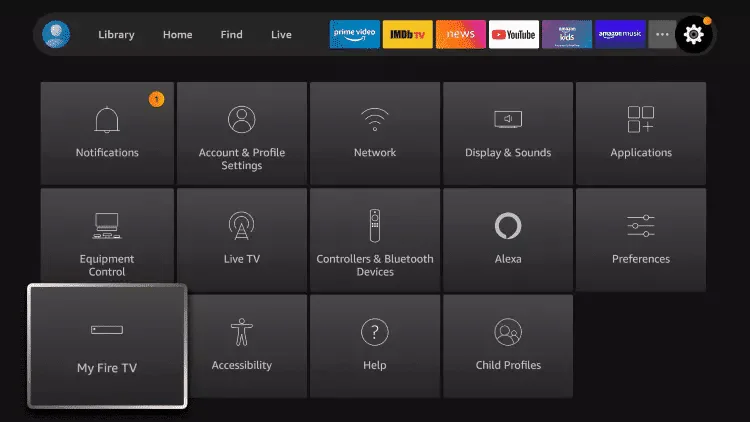 Hakuna TV Fire TV Stick – Schritt 1: Einstellungen öffnen